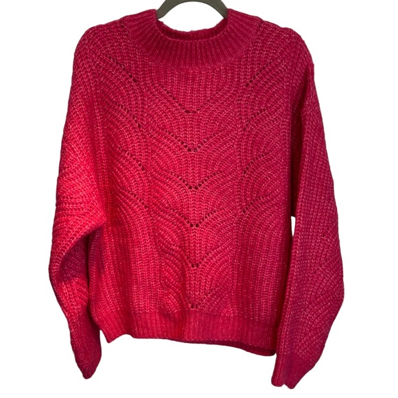 NWT Mango Contrasting‎ Knit Sweater Pink Large - Picture 5 of 14